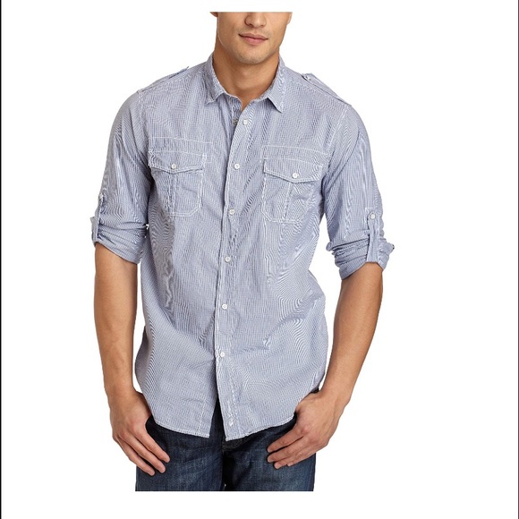 Ben Sherman Mens Skinny Fit Mini Check Button Down Collar Dress Shirt